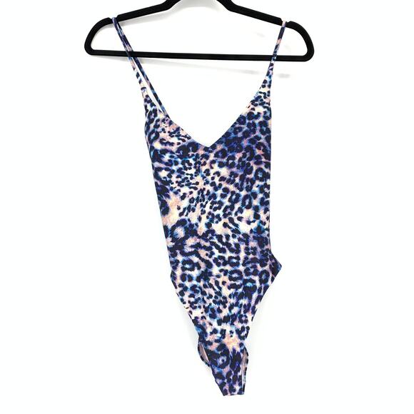 Victoria's Secret Other - Victoria's Secret Swimsuit Women's S Leopard Print One-Piece Blue Lace Up Back